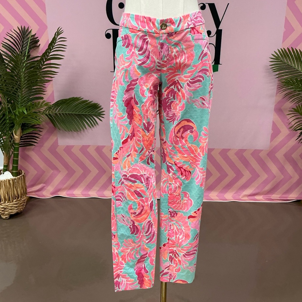 Lilly Pulitzer Pink and Teal Floral Pants